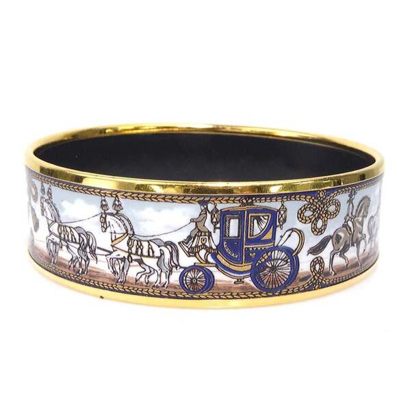 Hermès HERMES bangle bracelet in enamel, gold, white, and multicolor, women's...